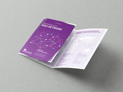Falzflyer mit Sonderfarbendruck für die NGO Germanwatch in vier Sprachen. Grafikdesign für Mainz.
