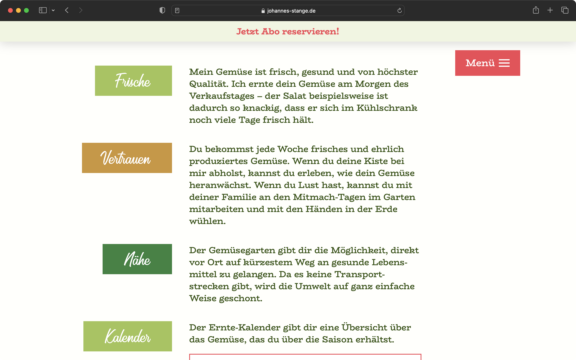 Screenshot der Webseite des Gemüsegarten Johannes Stange aus Edingen-Neckarhausen