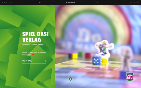 Screenshot der Webseite des Spieleverlags SPIEL DAS! aus Weiler bei Bingen.